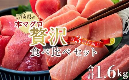 長崎県産 本マグロ 贅沢食べ比べセット 計1.6kg＜2024年1月～3月発送＞