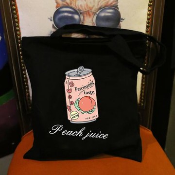 {夢茴巷北}日系小清新水蜜桃汽水拉鏈單肩包學生休閑帆布包女包袋