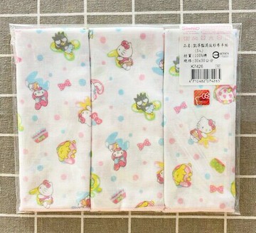 【震撼精品百貨】凱蒂貓 Hello Kitty 三麗鷗 KITTY 台灣製紗布手帕(3入)-滿版A#07426 震撼日式精品百貨
