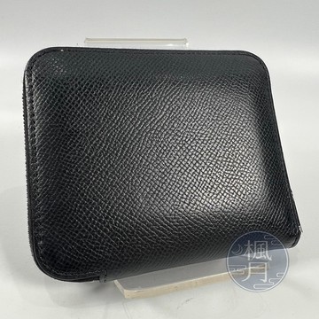BRAND楓月 HERMES 愛馬仕 D刻 黑色 絲巾 短夾 錢包 皮夾 拉鍊短夾 小皮件 精品小物