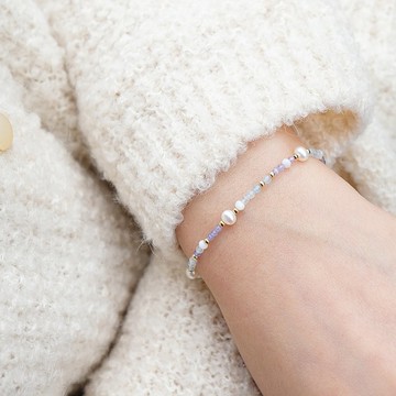 Blue Bubble 丹泉石 海藍寶手鍊 三月生日石 14K 包金