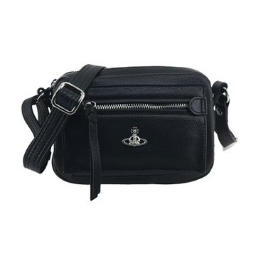 Vivienne Westwood 經典logo荔枝皮革相機包-黑