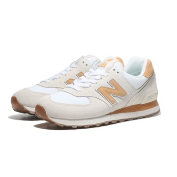 NEW BALANCE 休閒鞋 NB 574 米黃橘 麂皮 復古 女 U574SHO