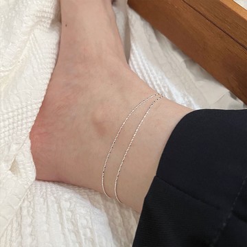 《現貨》眉兒銀飾 925純銀 簡約時尚款 雙層光珠腳鍊 銀珠 純銀腳鍊 銀珠腳鍊 圓珠腳鍊 鏈條