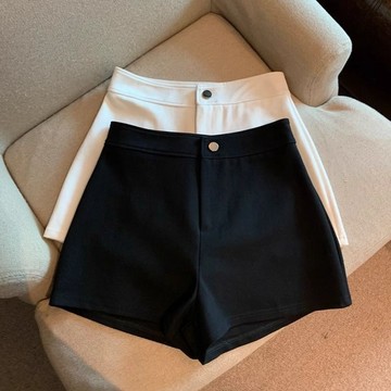 【🍒櫻桃大尺碼】大尺碼短褲 黑色休閑西裝短褲女2025夏季新款高腰顯瘦a字緊身彈力辣妹熱褲子