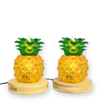 【新韻傳音】好運旺旺來-小好運旺來燈搭配圓木充電盤 充電盤 仿真蠟燭  鳳梨蠟燭燈  拜拜供神 鳳梨燈 天貺日 Y801C