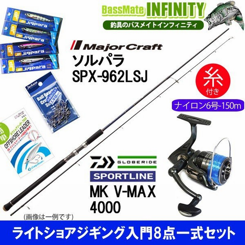 ナイロン6号 150m 糸付き ライトショアジギング入門8点一式セット メジャークラフト ソルパラ Spx 962lsj スポーツライン Sportline Mk V Max 4000 通販 Lineポイント最大0 5 Get Lineショッピング