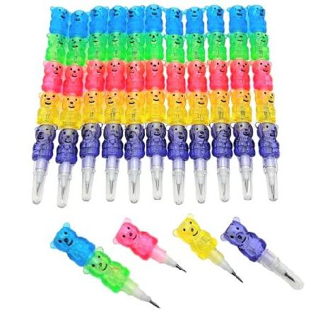 Zugar Land Colorful Transparent Stackable Bear Shaped Pencils (5