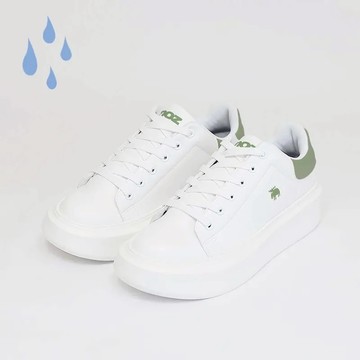 【MOZ瑞典駝鹿】白小胖 防潑水 舒適皮質增高厚底鞋(酪梨綠)