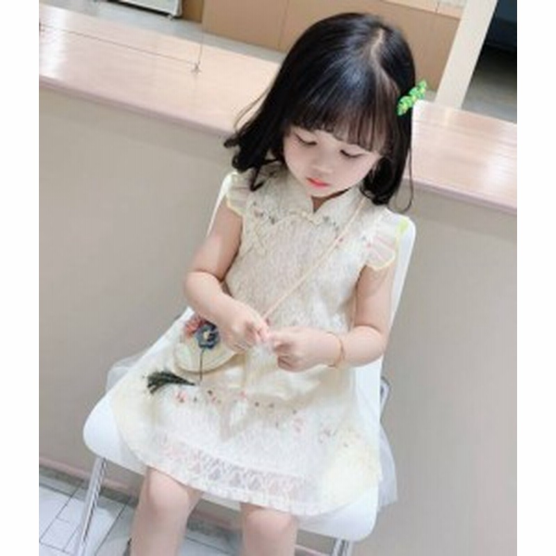 子供服 女の子 ワンピース かわいい チャイナカラー フリル袖 レース ワンピース チャイナドレス 夏ワンピ ベビー服 幼児服 キッズ服 春 通販 Lineポイント最大get Lineショッピング