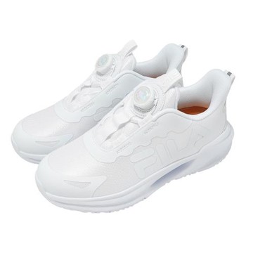 Fila 慢跑鞋 J424A 大童鞋 中童 白 全白 旋鈕 運動鞋 斐樂 2J424A111