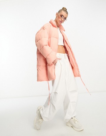 DTT Sarah longline puffer jacket in pink