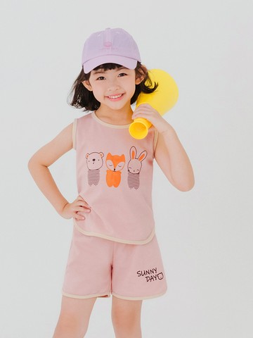 快乾可愛動物家族印花短袖上衣