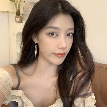 新款♥設計感圓臉顯瘦金屬啞金耳環長款幾何氣質耳飾洋氣超仙不規則耳環