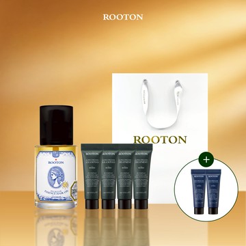 快速出貨【ROOTON】夏季閨蜜好朋友！喚活極萃雙效修護髮油100ml+喚活海藻洗髮精10ml x2+植萃洗髮精10ml x2+護髮素10ml x2+燙金禮袋