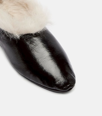 Jil Sander Shearling-trimmed leather slip-on shoes