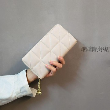 女長款多功能皮夾時尚卡包菱格小香風钱包 零錢包  拉鍊长夾 韓版菱格紋女士錢包 韓版錢包 钱包女 手拿包
