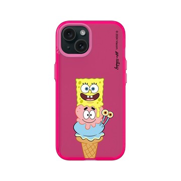 iPhone 15 Clear 粉漾桃 - 海綿寶寶 SpongeBob - 冰淇淋