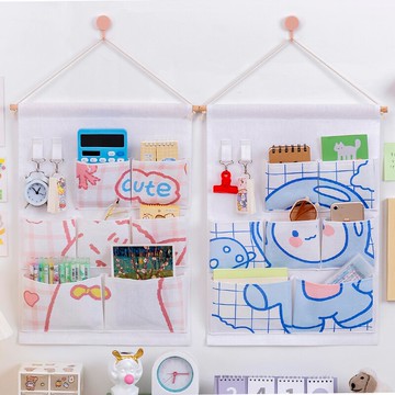 卡通布藝收納掛袋學生宿舍掛兜墻掛式門后墻壁掛神器置物袋儲物袋