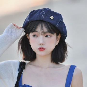 台灣出貨 韓版日系牛仔貝雷帽春夏薄款蓓蕾帽百搭大頭帽子復古顯臉小畫家帽 貝雷帽 南瓜帽 戶外帽子 防曬帽子 夏天帽子