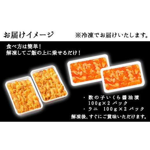 ふるさと納税 北海道 弟子屈町 1253. 海鮮丼 数の子・いくら醤油漬け 100g前後 2パック 計200g イクラ 魚卵 うに ウニ チリ産 冷凍 雲丹 100g前後 2パック 計2…