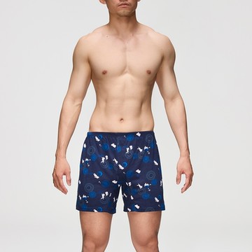 DADADO-月慶中秋 M-3L印花四角男內褲(深藍) 天然絲光棉-吸濕排汗-GHQ428DB