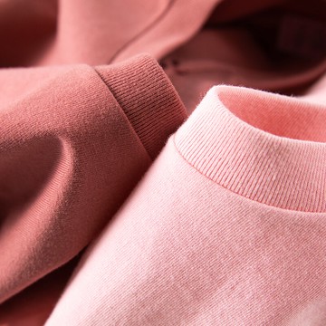 珊瑚橙250g重磅t恤春季新款圓領純棉寬松短袖上衣純色簡約ins