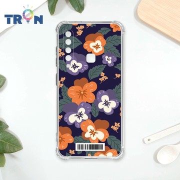 TRON 三星 A9 (2018) 平塗手繪花朵E款 四角防摔載具殼 軟殼 手機殼