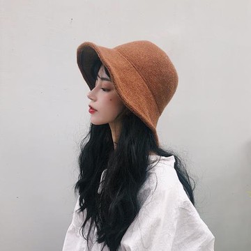 韓版復古羊毛混紡針織漁夫帽女秋冬大檐鋼絲邊保暖日系毛線帽盆帽