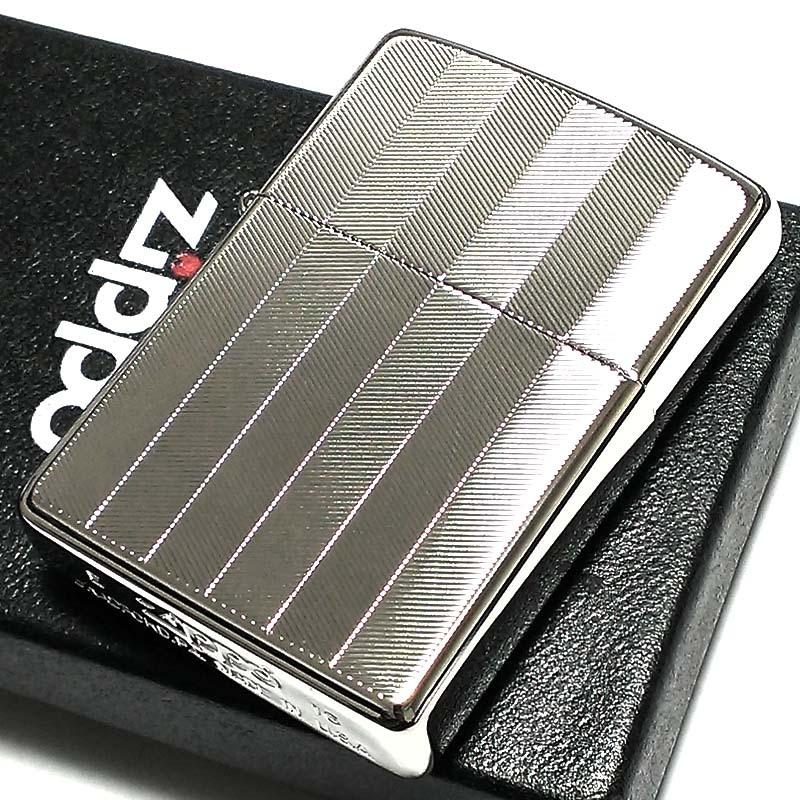 ZIPPO ライター スーパーファインエッチング ヘリンボーン柄 シルバー ジッポ かっこいい 両面加工 ホワイトニッケル プレゼント