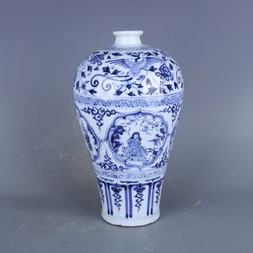 元青花四愛圖小梅瓶花瓶仿古瓷器古董真品古玩收藏中式陶瓷擺件