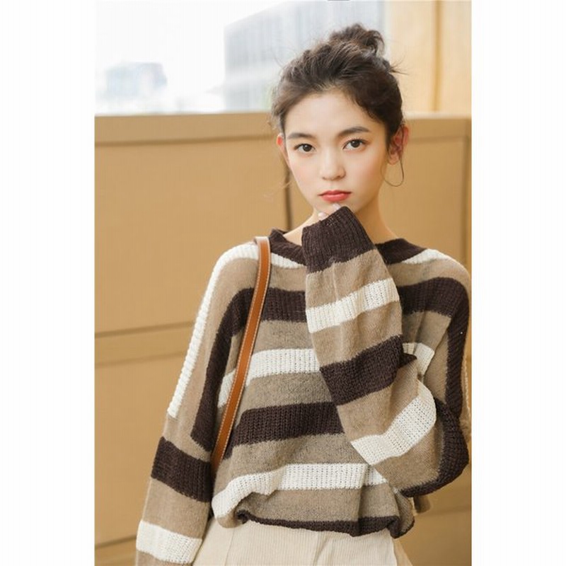 セーター ニット トップス レディース ボーダー柄 韓国風 女性 ニット 長袖 サークルネック セーター レディース ボーダー 新作 通販 Lineポイント最大0 5 Get Lineショッピング