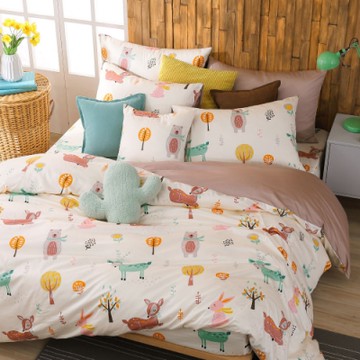 鴻宇 100%精梳棉 美國棉300織 60支 森林派對 雙人薄被套