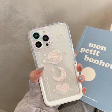 ins日韓星球愛心支架適用蘋果iphone16pro手機殼15小眾高級感14promax透明17超火13新款12全包max保護套plus