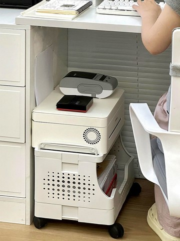 辦公室收納 桌下收納架 置物架 書櫃 辦公室桌下收納工位可移動打印機置物架小推車落地文件a4紙收納架