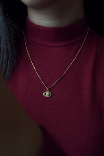 月蝕項鍊，純銀，月亮項鍊。