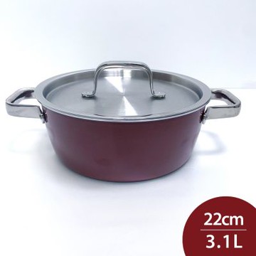 WMF FUSIONTEC 水滴型矮身燉鍋 (含蓋) 22cm 3.1L 石英玫瑰 湯鍋 不鏽鋼鍋 雙耳鍋 (電磁爐 IH爐可用)