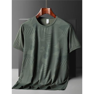 男冰絲速干背心加肥加大碼涼感寬松T恤透氣運動短袖t恤男半袖體恤