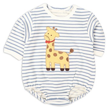 akachan honpo - 長袖外出包屁衣華夫格-動物-淺藍色