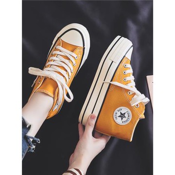 高幫帆布鞋女小個子厚底內增高2025新款百搭ins韓版透氣休閑板鞋