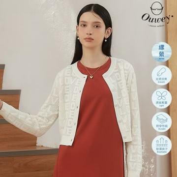 OUWEY歐薇 LOVE字母針織外套(白色；S-L)3241195202
