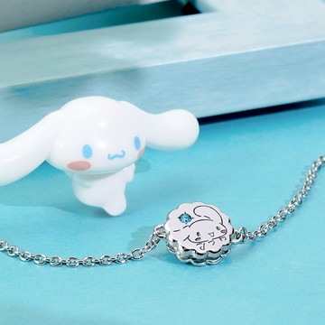 STORY故事銀飾-布丁狗喜拿一起玩系列-Purin&Cinna夾心餅乾晶鑽純銀手鍊
