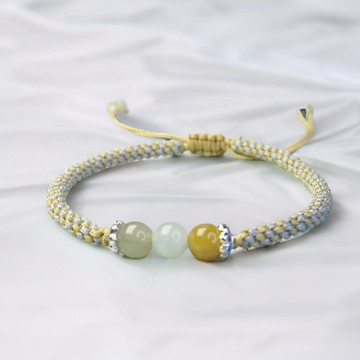 【圓滿】冰種多彩翡翠圓珠編織手鍊 | 天然緬甸玉A貨翡翠 | 送禮