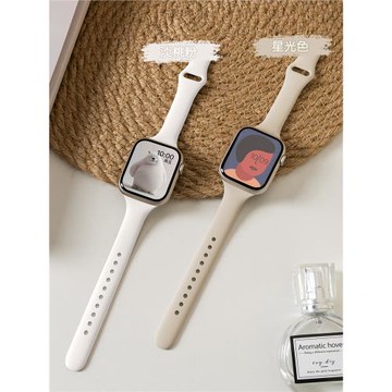 適用applewatch11表帶iwatch9蘋果S11手表S10新年紅色硅膠S9新款運動女款秋冬腕帶se3可愛小蠻腰細高級男創意