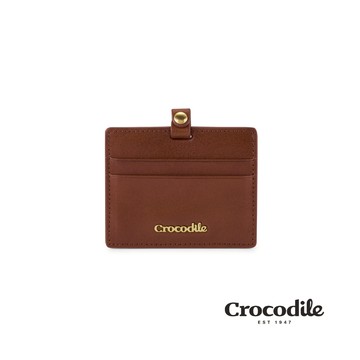 Crocodile鱷魚皮件 識別證套 義大利植鞣皮 2卡片 Naturale系列-0103-11009-咖啡色