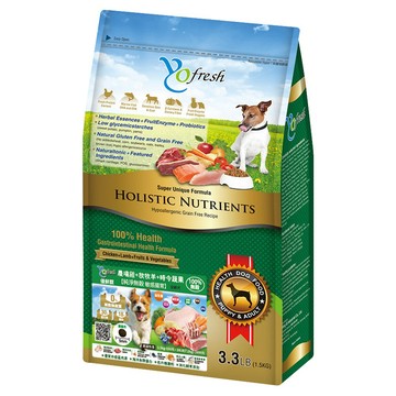 Yofresh 優鮮饌 全齡犬 純淨無穀 敏感腸胃乾飼料  農場雞 + 放牧羊 + 時令蔬果  1袋  1.5kg