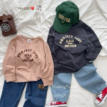🌈✨mix1001LOVE弧型字母休閒上衣 ✨兒童簡約字母印圖上衣5-17