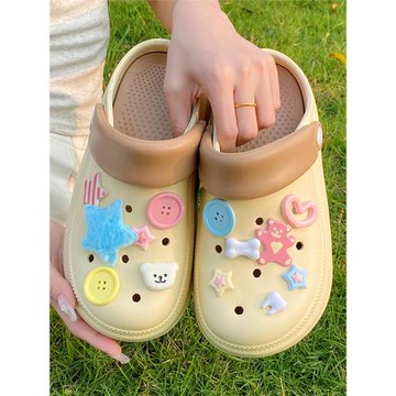 洞洞鞋女厚底夏季外穿2024新款增高防滑防臭踩屎感沙灘包頭涼拖鞋