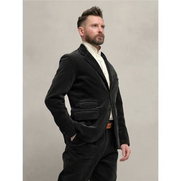 西里布美式經典款復古黑色燈芯絨西服重磅條絨休閑西裝外套非rrl