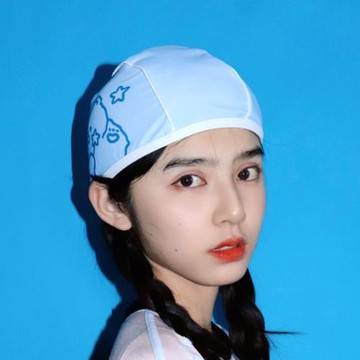 【proobylain 可愛熊】布料泳帽|可調節帶防潑水內襯卡通游泳帽